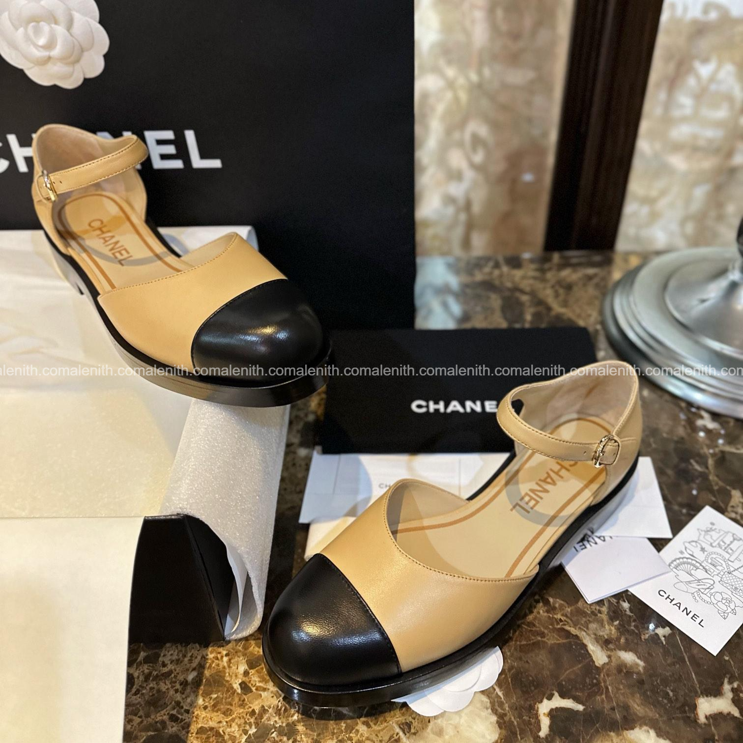 Chanel 23P Apricot Mary Jane Lace-Up Shoes